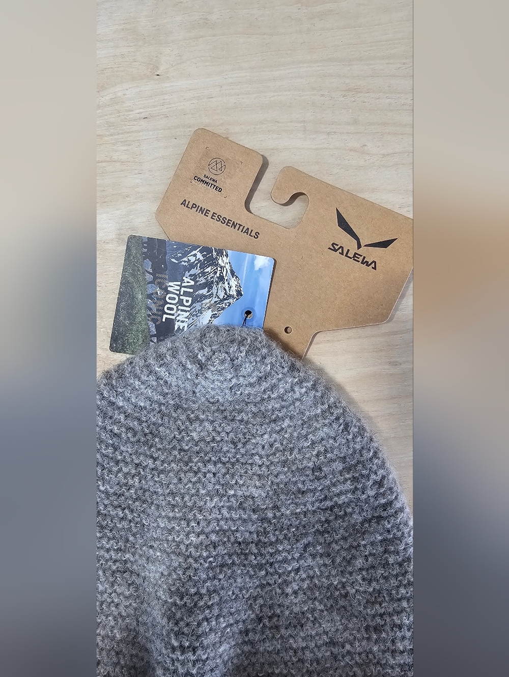 Salewa Men's Light Gray Knit Beanie with Black Trim 100% Sheep Wool - Picture 7 of 9